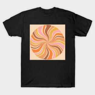 Groovy Retro Swirl in Pink and Orange Neutrals T-Shirt